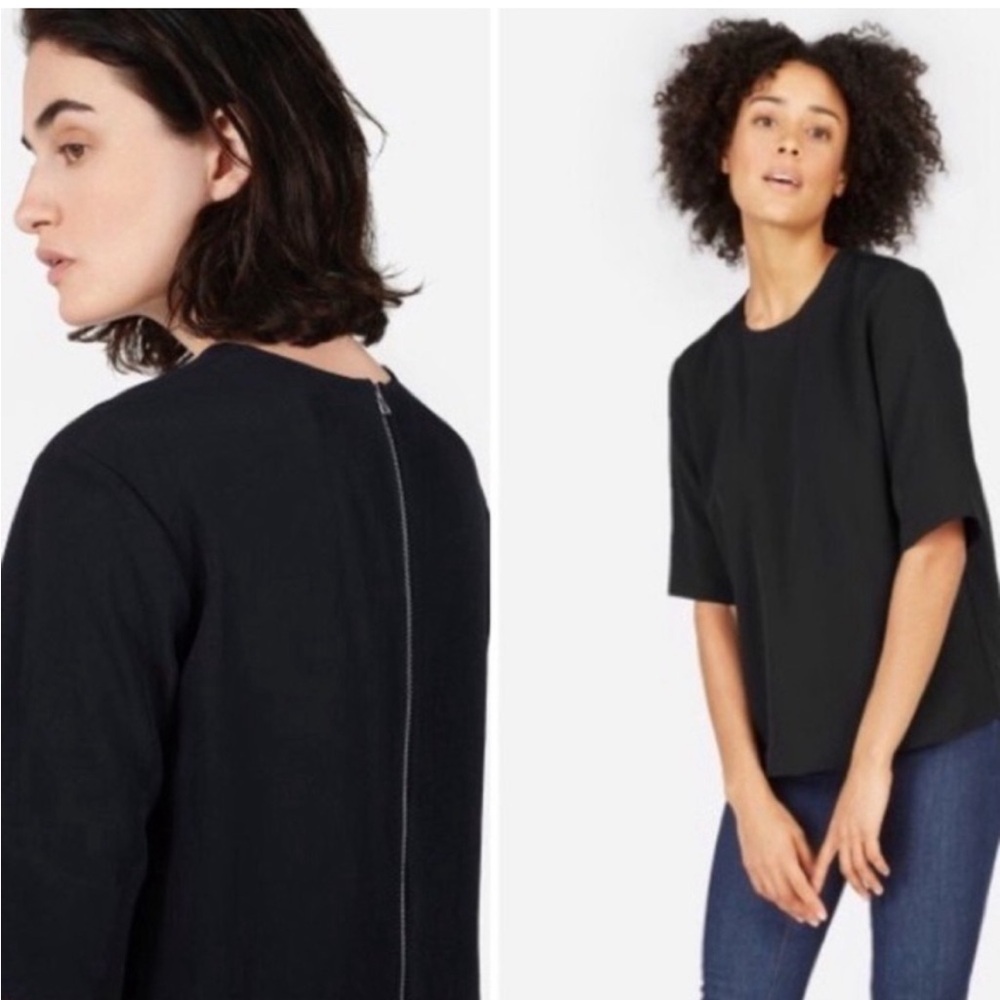 Everlane Black‎ Japanese go weave double zip shirt 0 ptp 19”